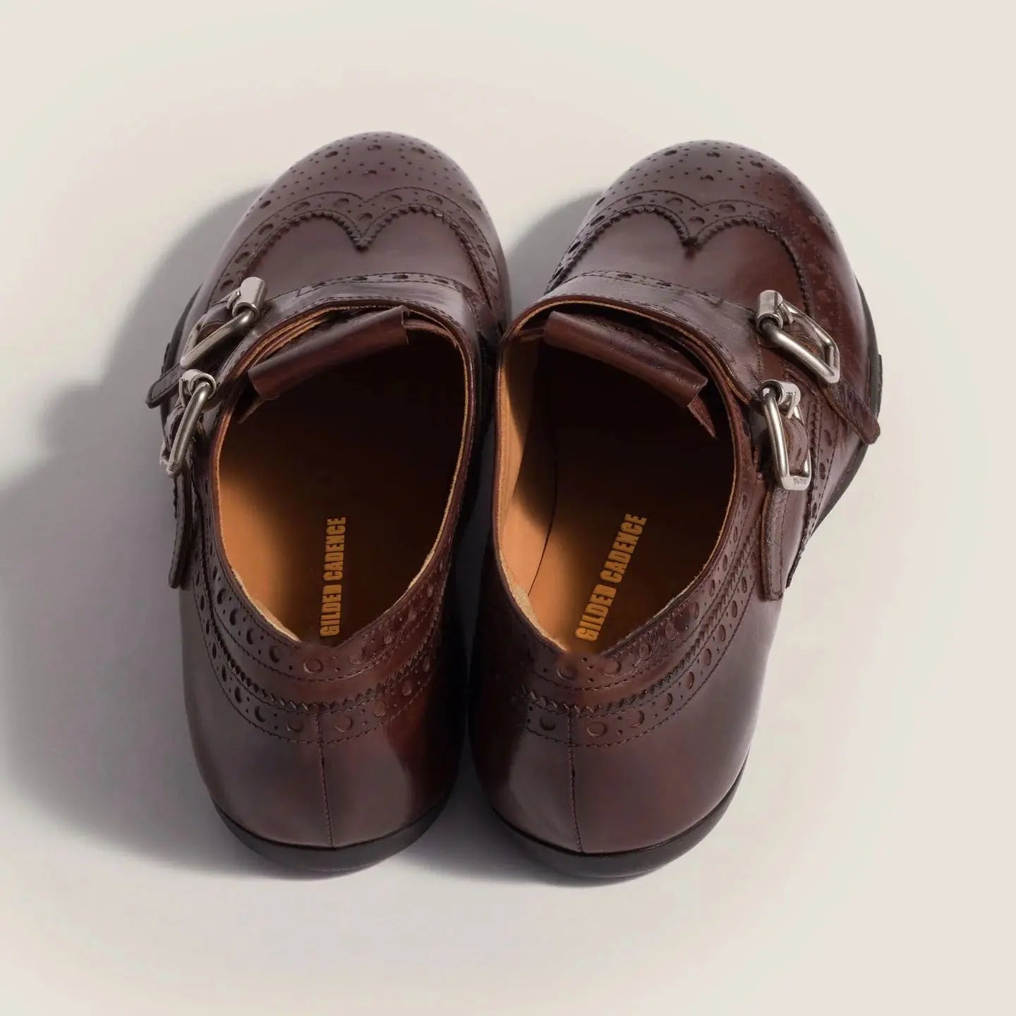 Calf leather brogue shoe with buckles Gilded Cadence