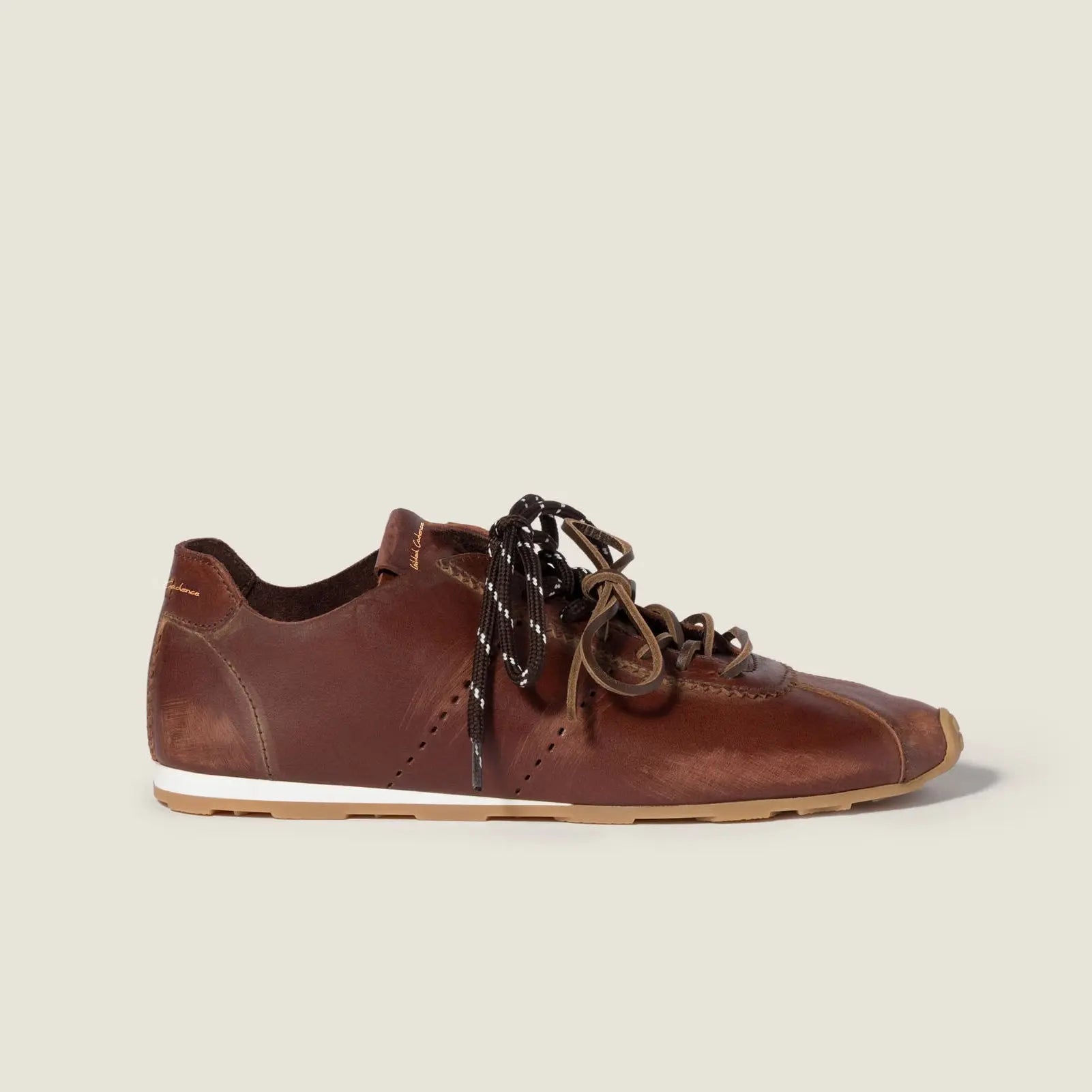 Plume Ultralight Leather Sneakers - Brown Gilded Cadence