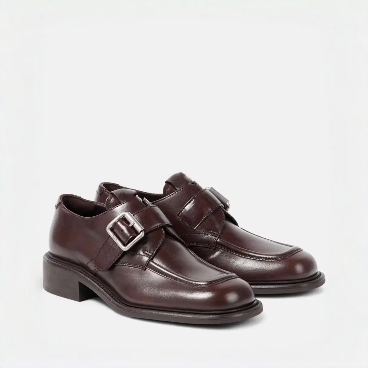 Dark Brown Polished Leather Brogue Shoes Gilded Cadence