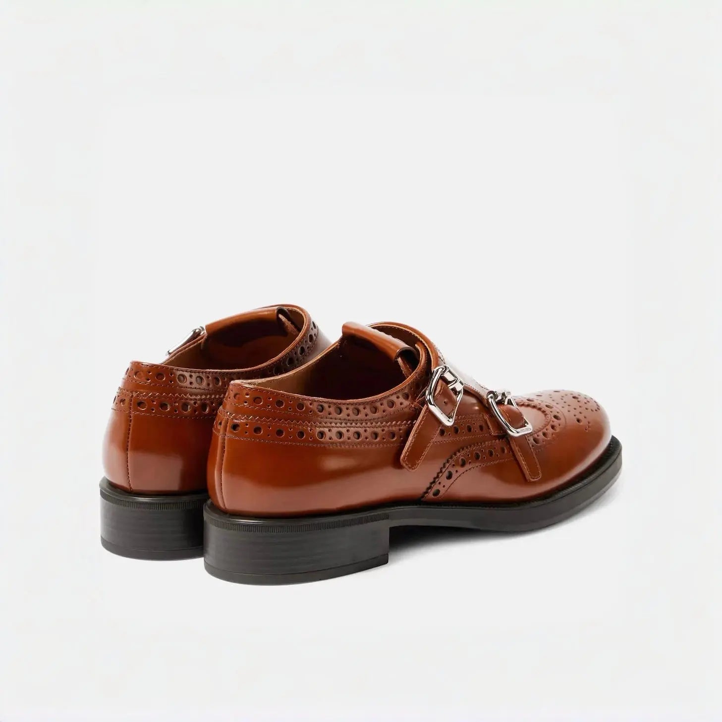 Double Monk Strap Leather Brogues Gilded Cadence