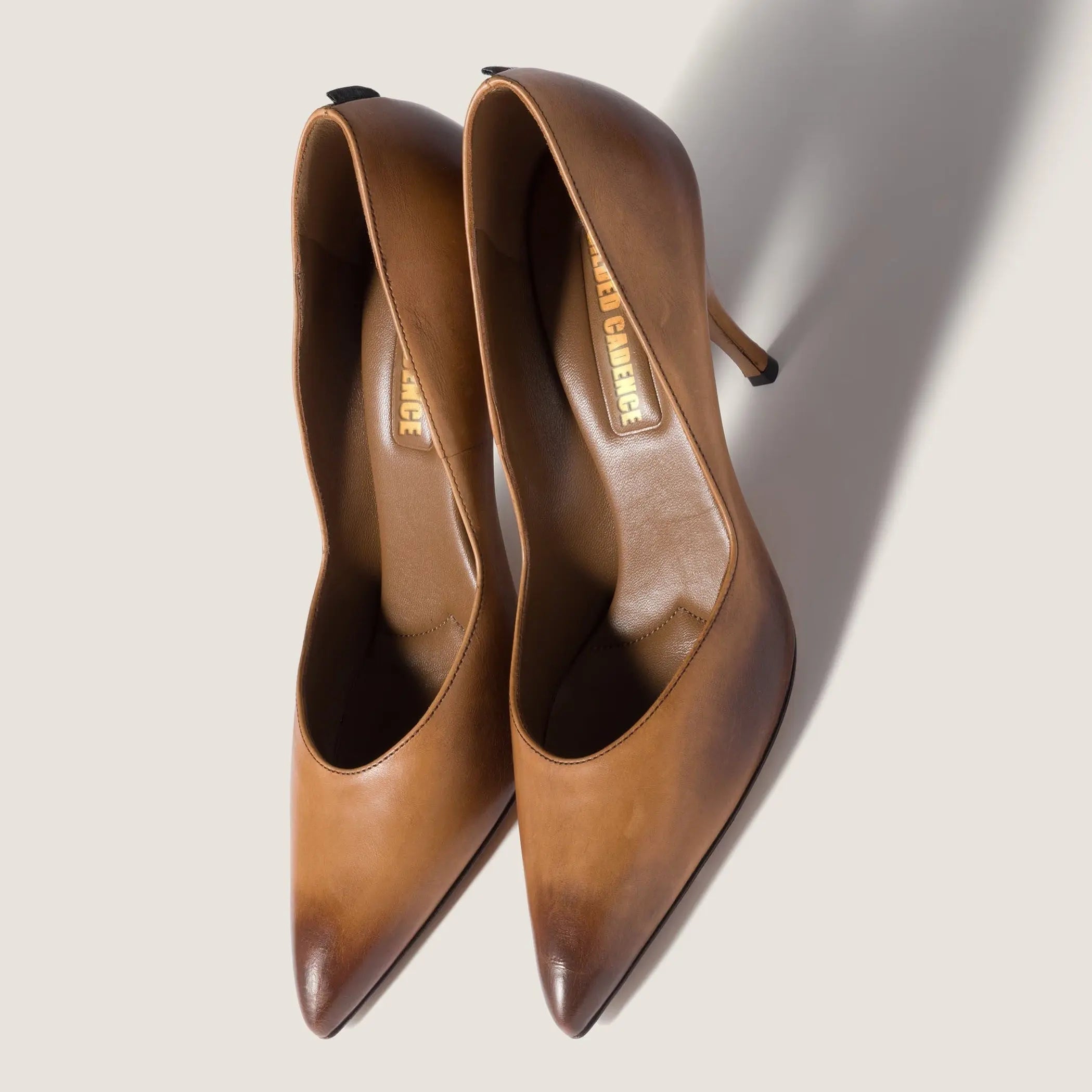 Women's Brown Leather 85mm Pumps Gilded Cadence