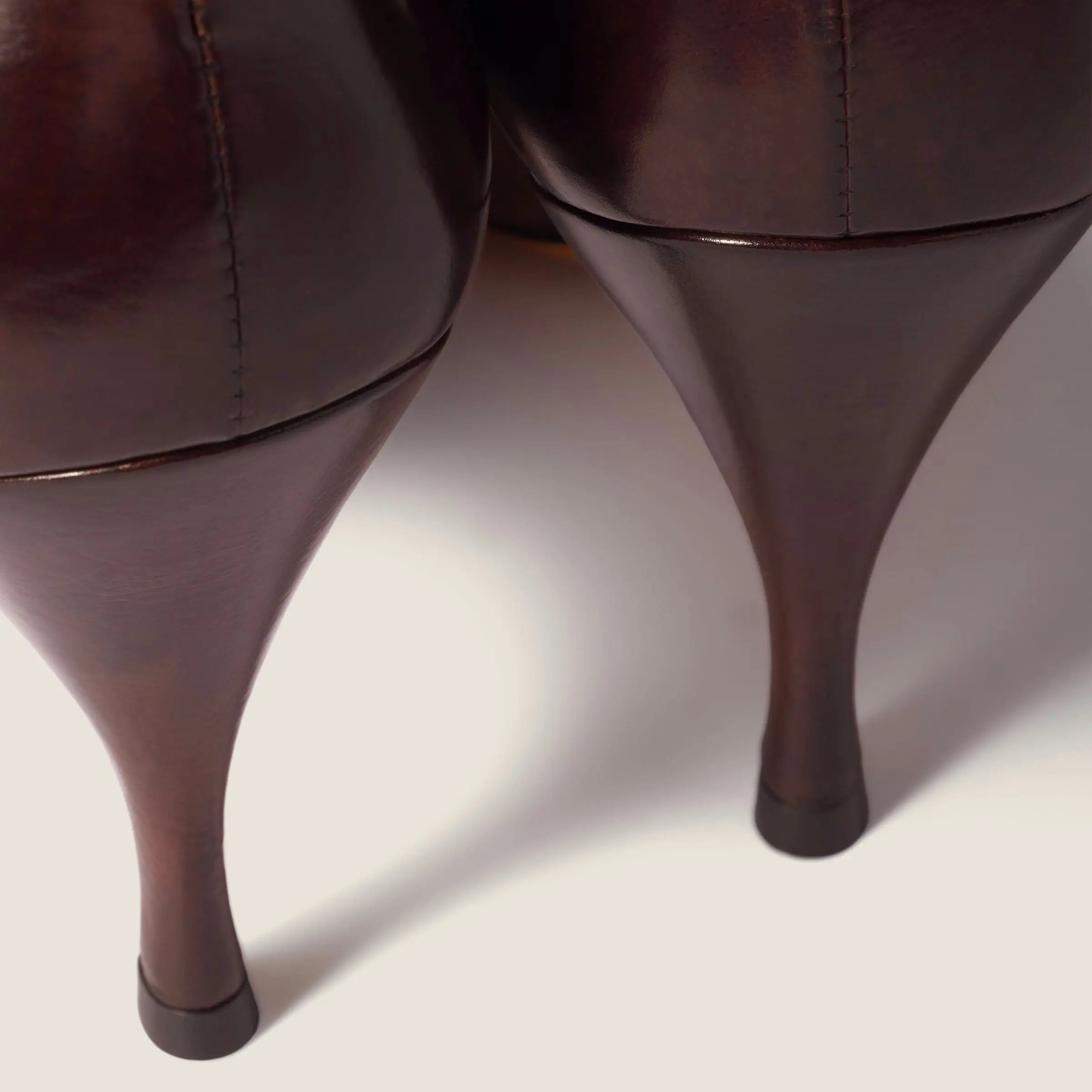 Dark Brown Leather Pointed Toe Pumps Gilded Cadence