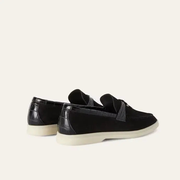 Black Suede Summer Charms Loafers Gilded Cadence