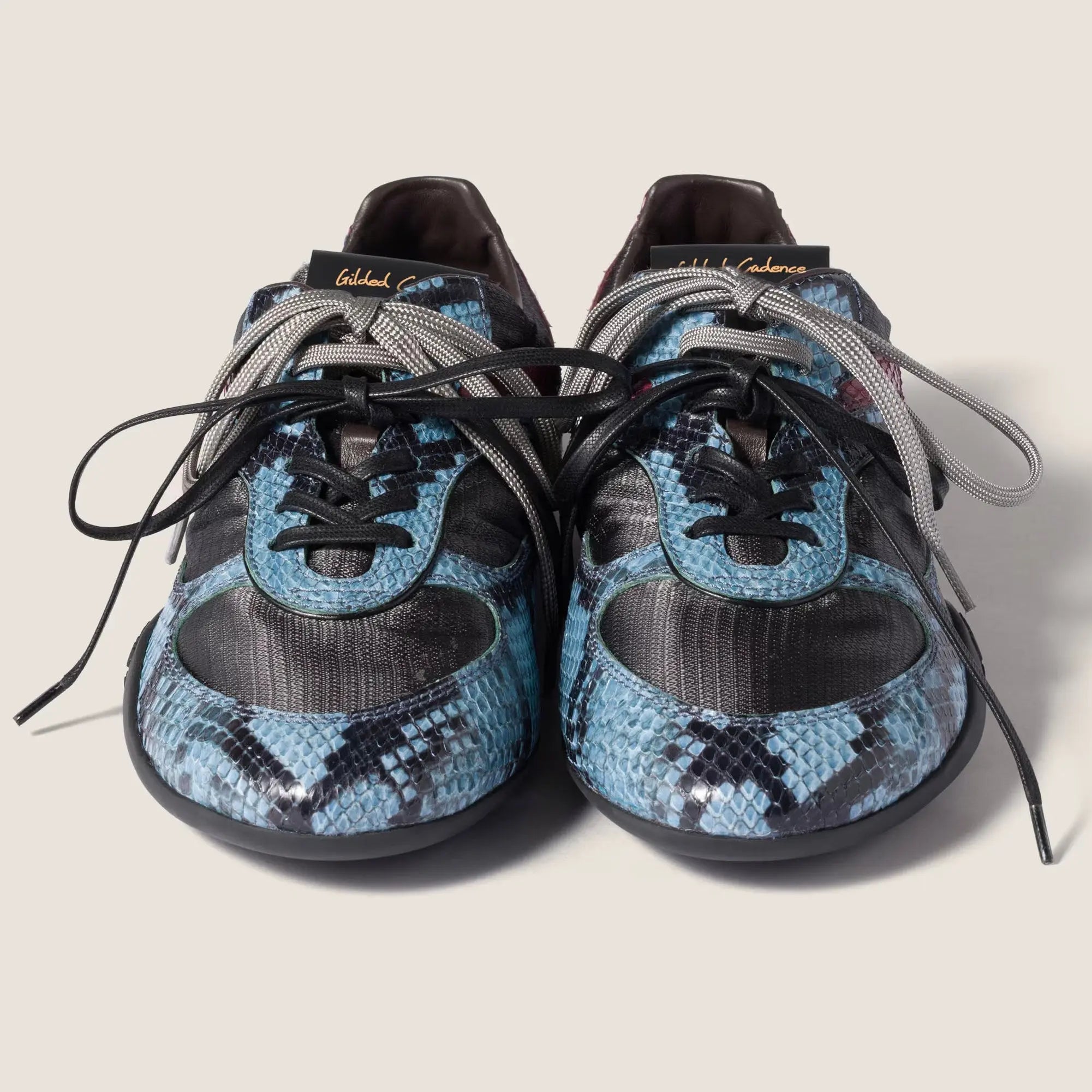 Gymnasium technical fabric and python-print Ayers leather sneakers Gilded Cadence