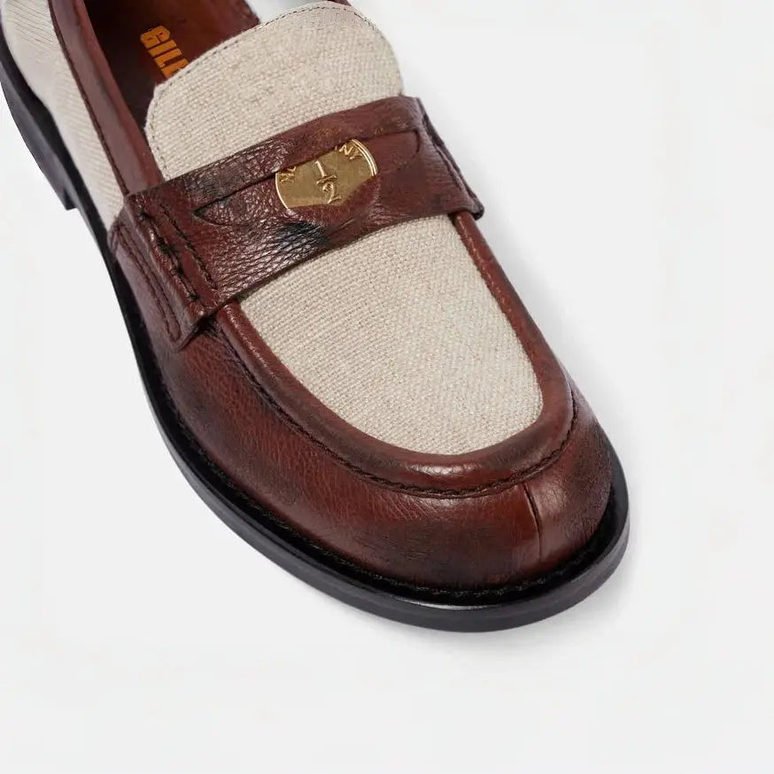 Canvas and Leather Trimmed Loafers Gilded Cadence