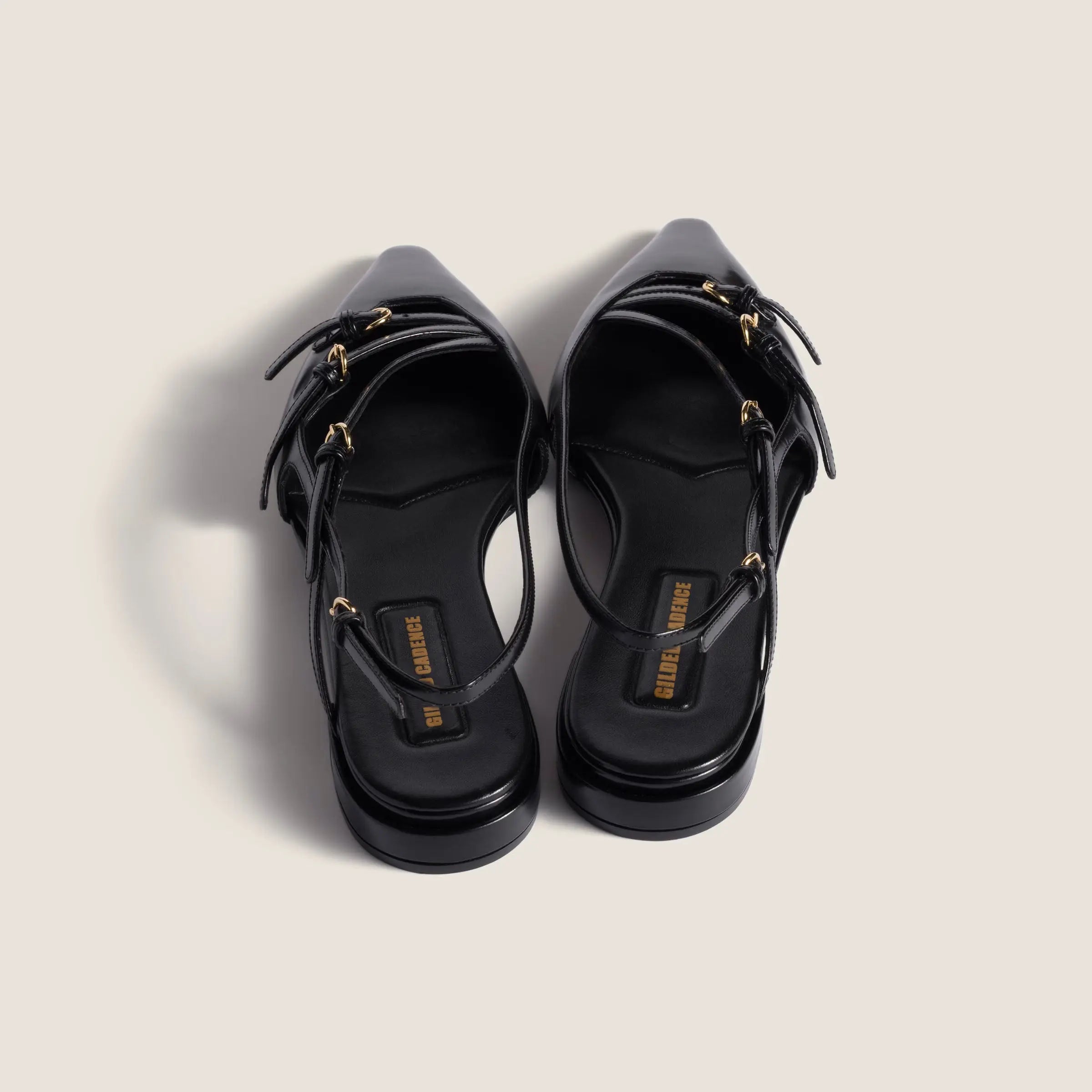 Leather slingback ballerinas with buckles Gilded Cadence