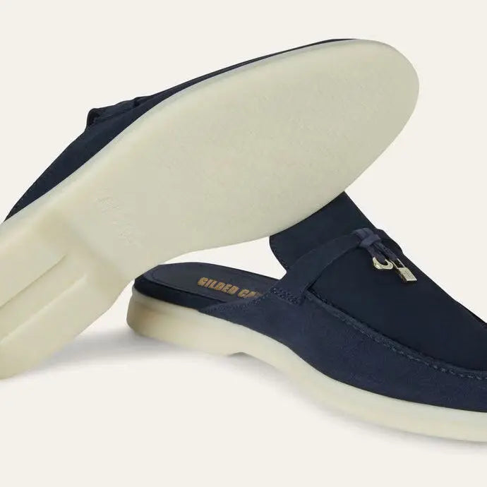 Women's Argo Blue Suede Babouche Loafers Gilded Cadence