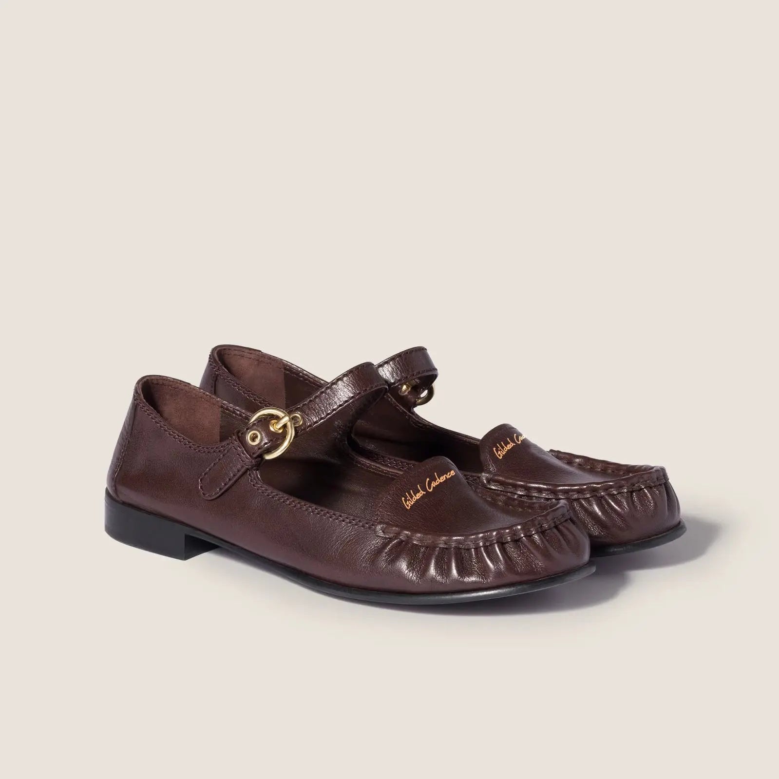 Leather loafers with strap Gilded Cadence