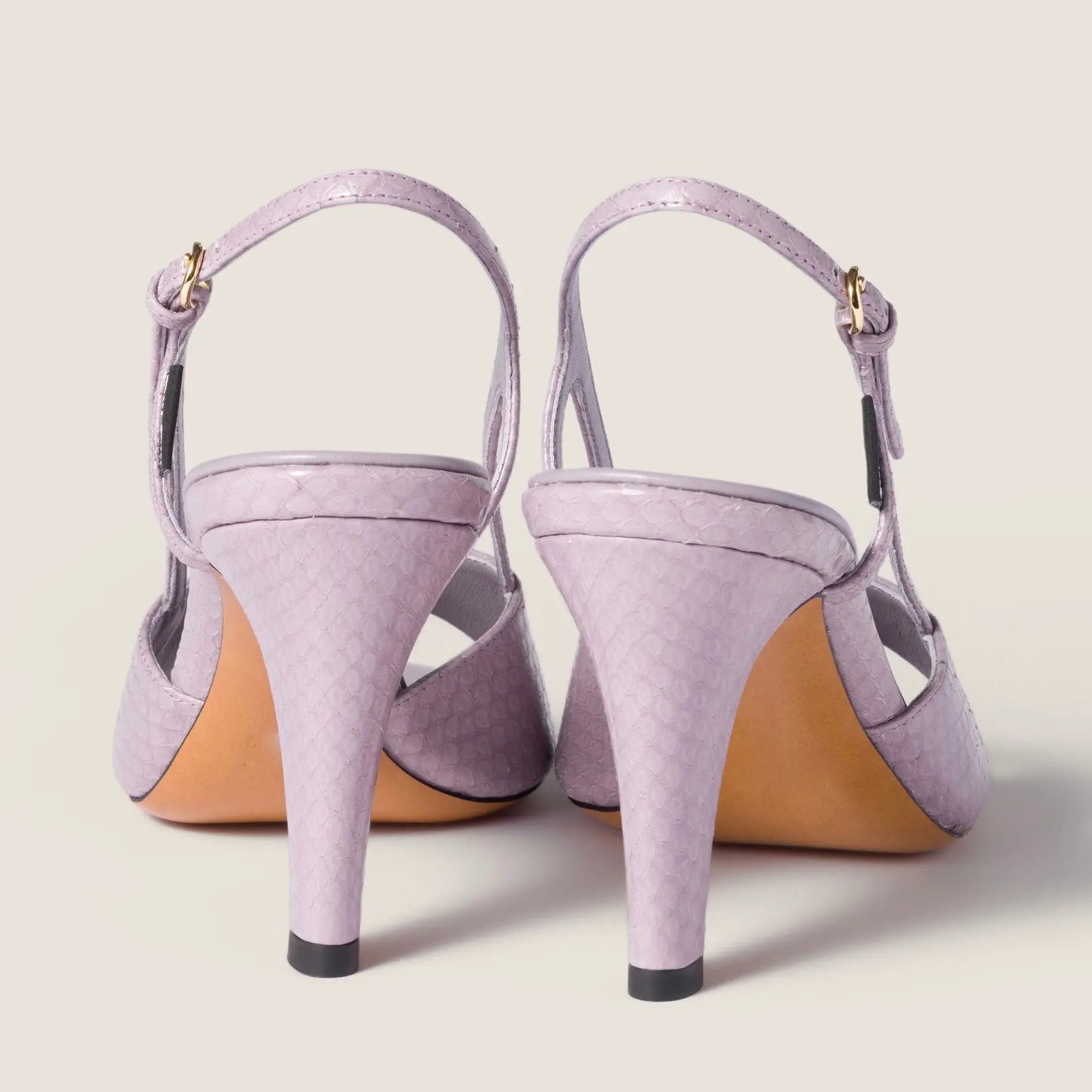 Women's Lavender Snakeskin Slingback Sandals Gilded Cadence
