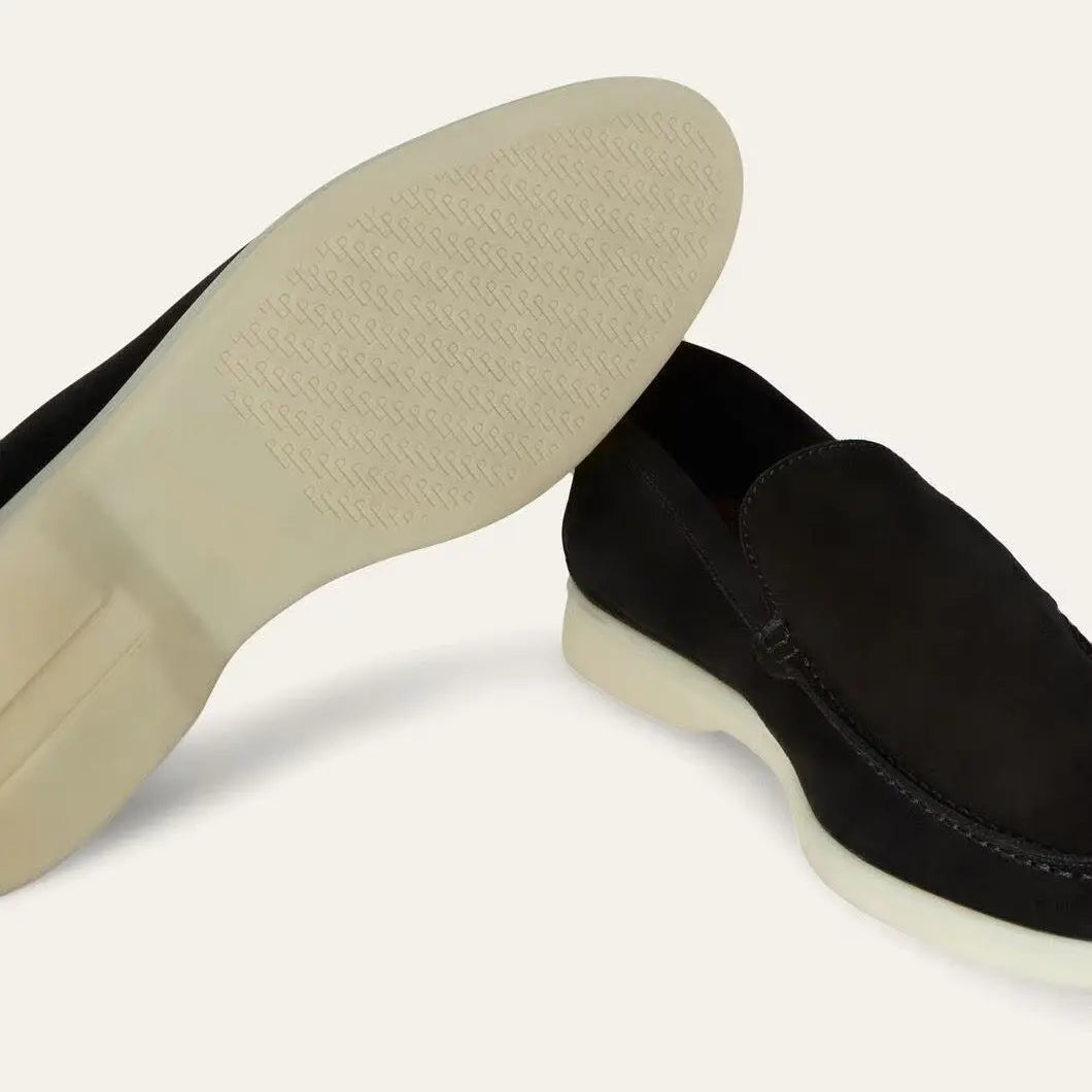 Women's Black Suede Summer Loafers Gilded Cadence