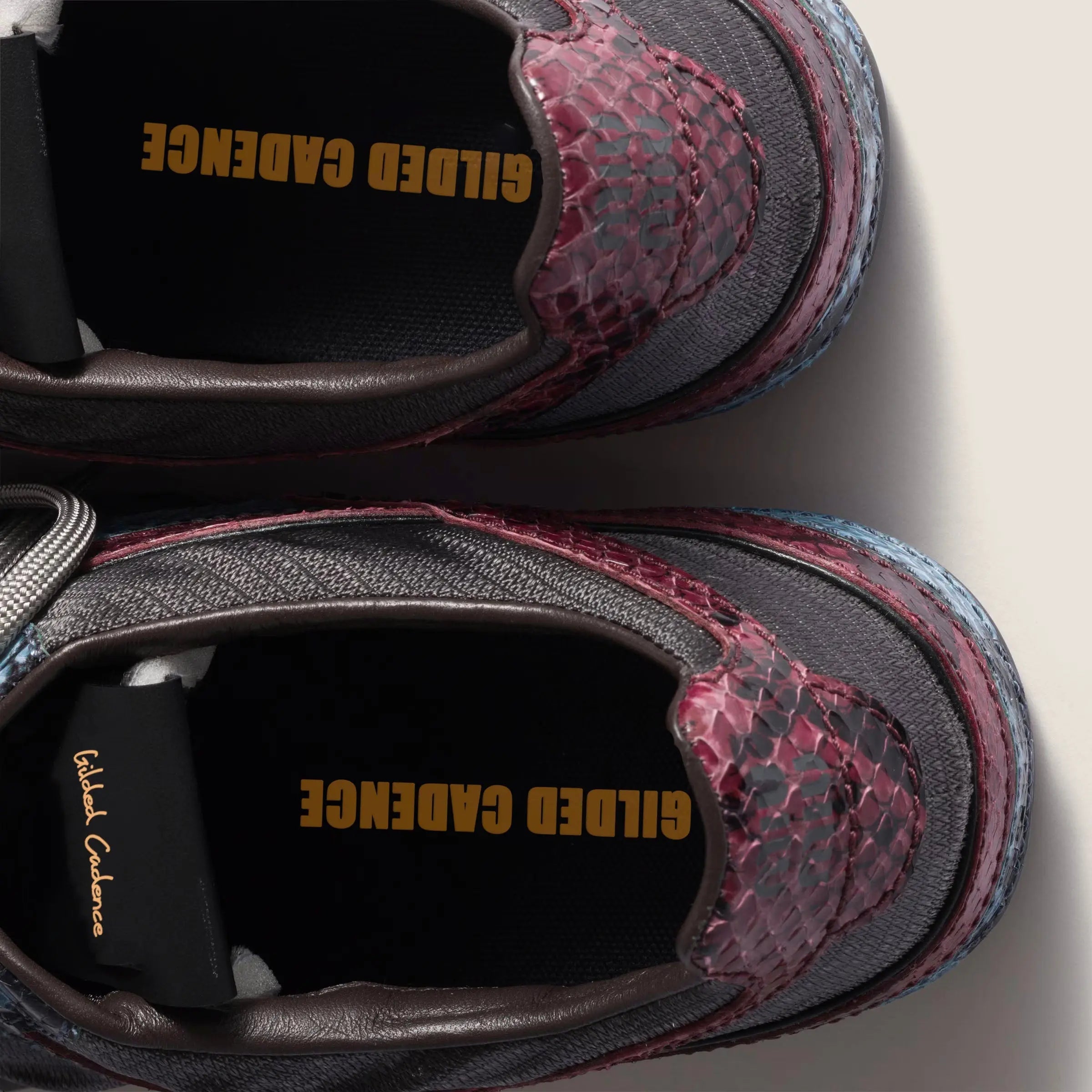 Gymnasium technical fabric and python-print Ayers leather sneakers Gilded Cadence