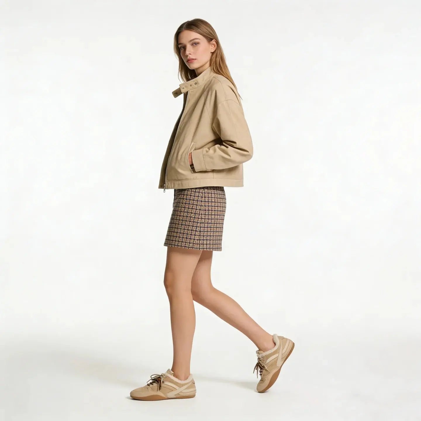 Suede & Shearling Retro Sneakers Gilded Cadence