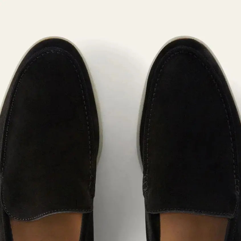 Women's Black Suede Summer Loafers Gilded Cadence