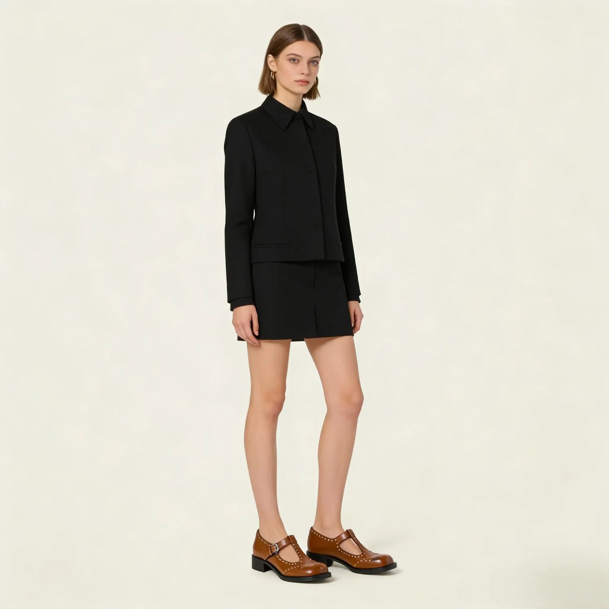 T-Strap Brushed Leather Brogue Shoes Gilded Cadence