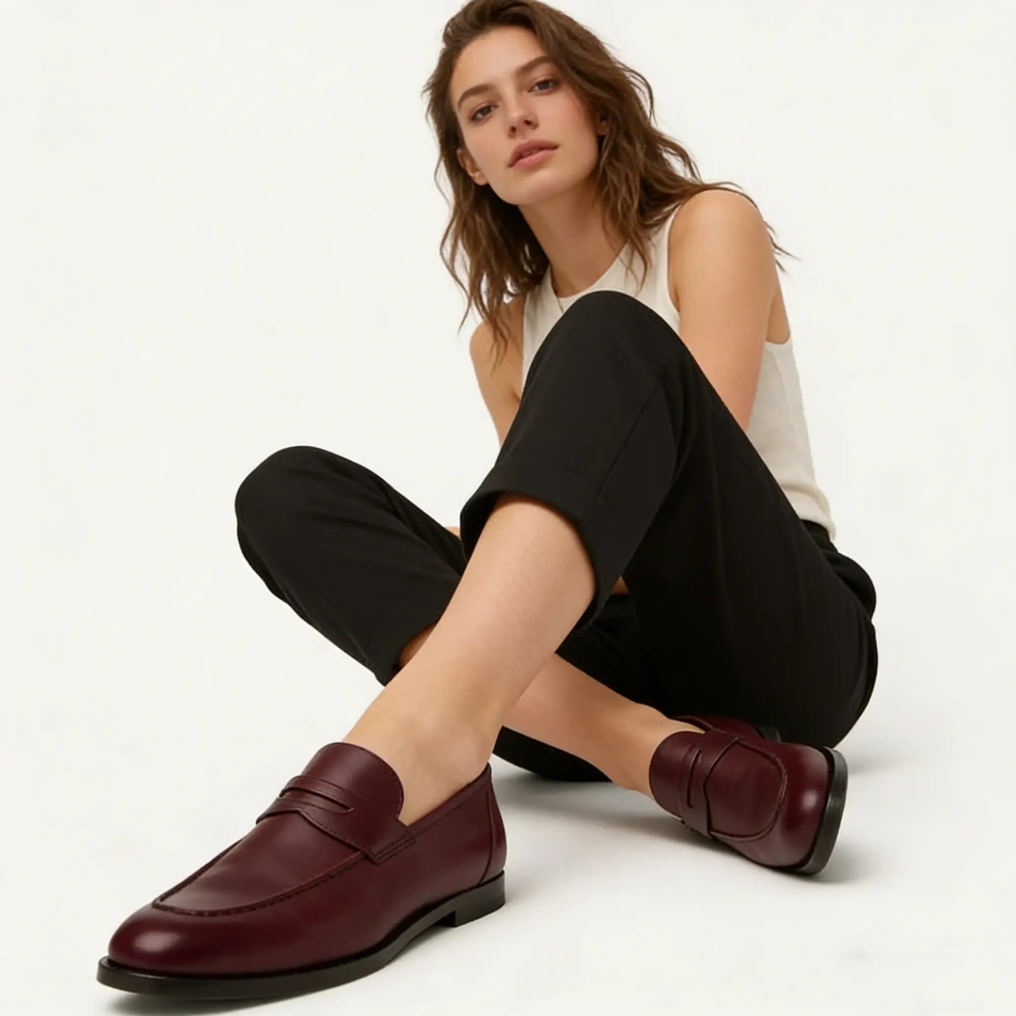 Deep Maroon Calfskin Sergio Loafers Gilded Cadence