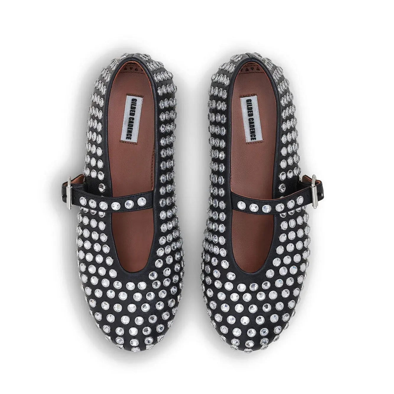 Black Lambskin Ballet Flats Gilded Cadence