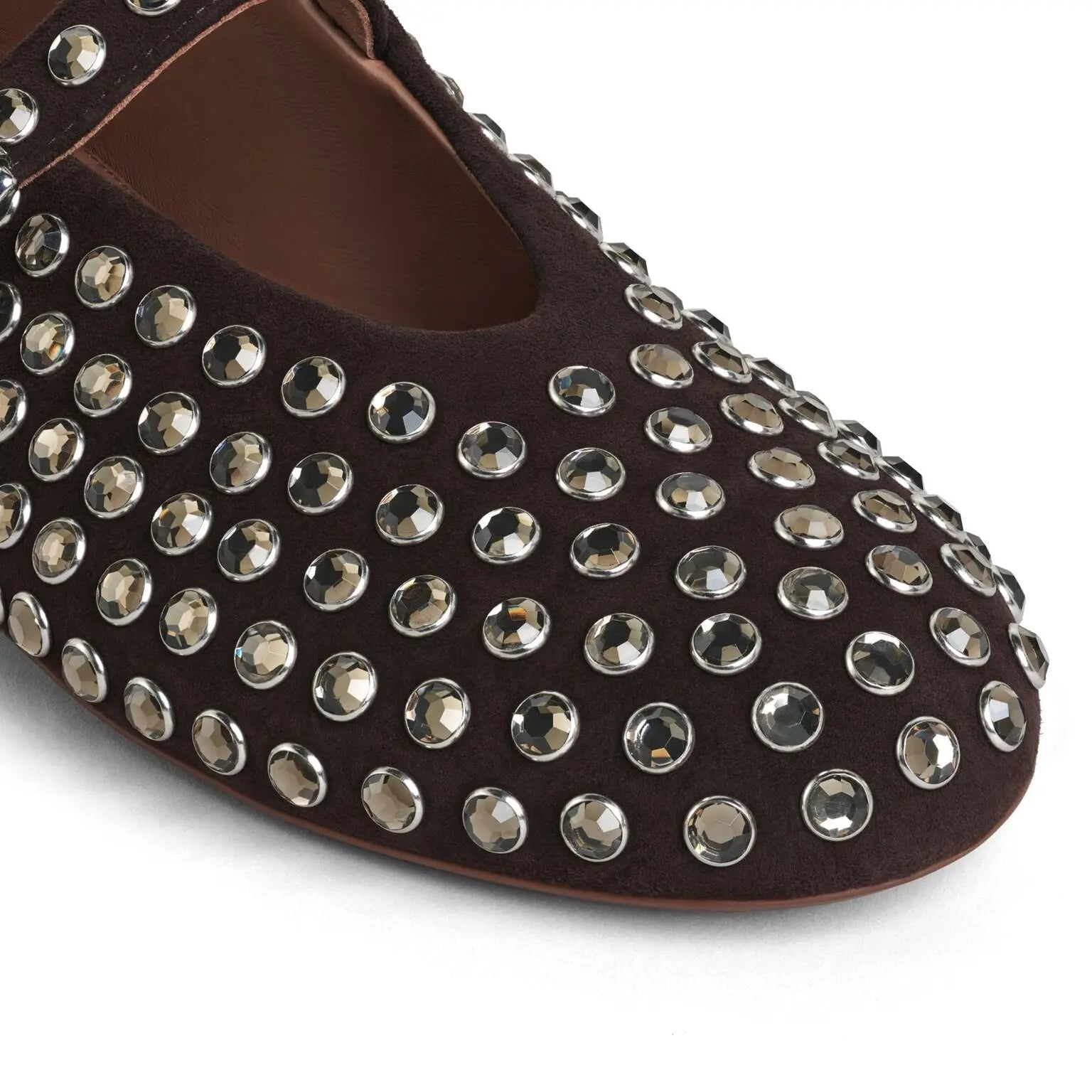 Black Strass Suede Ballet Flats Gilded Cadence