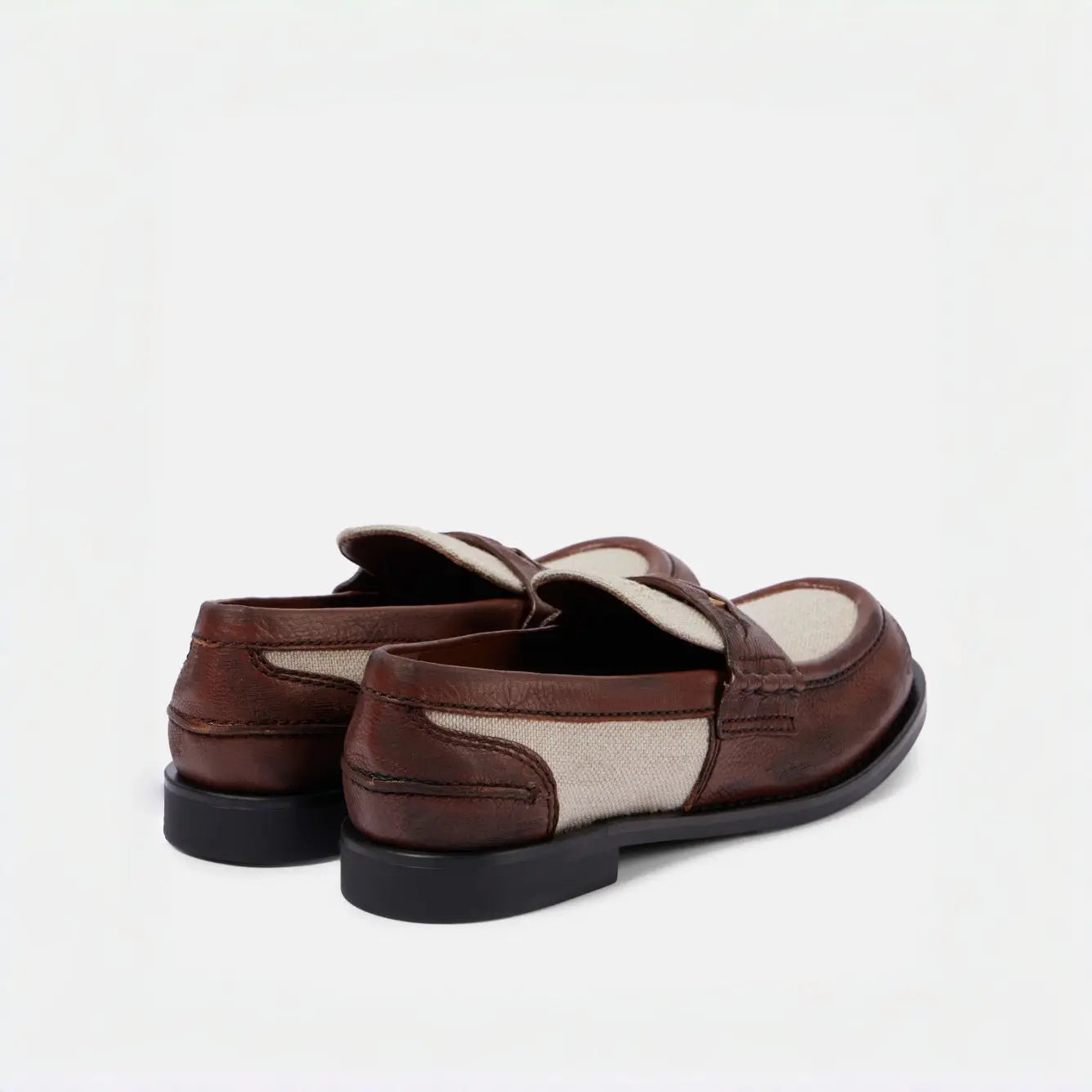 Canvas and Leather Trimmed Loafers Gilded Cadence