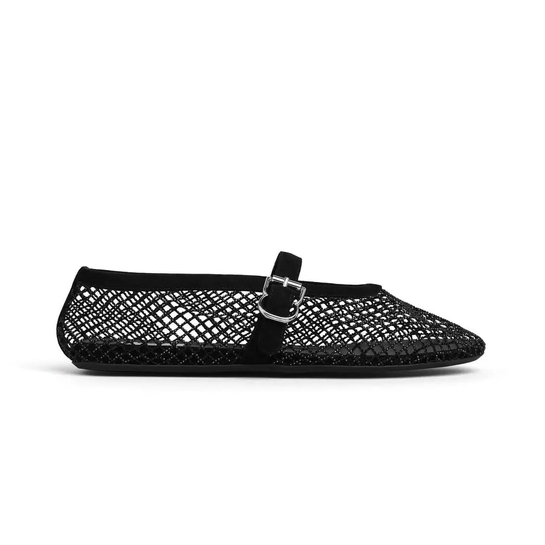 Women's Strass Fishnet Ballet Flats Gilded Cadence