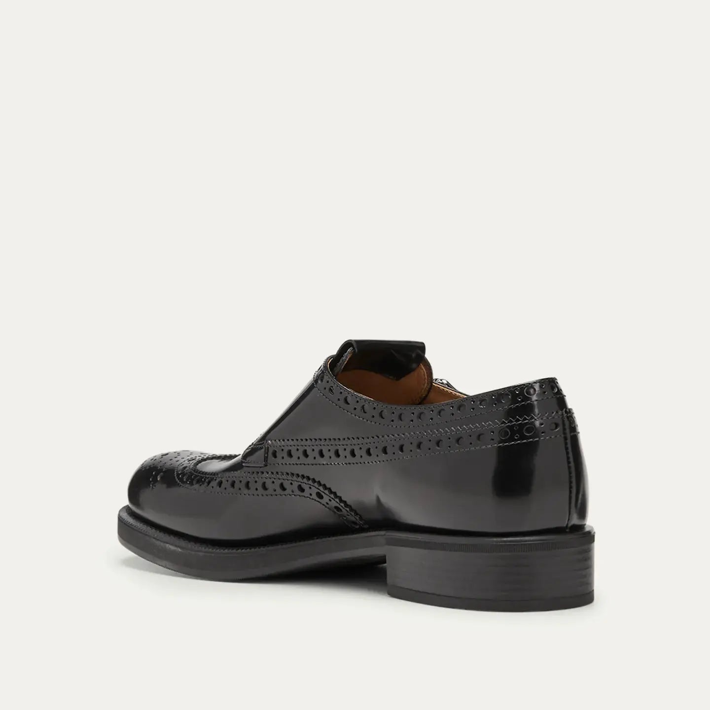 Women's Black Polished Brogue Shoes Gilded Cadence