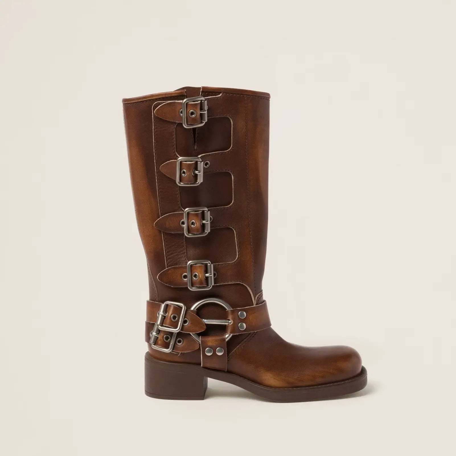 The Square-Toe Calfskin Boot (55mm) - Sienna Gilded Cadence