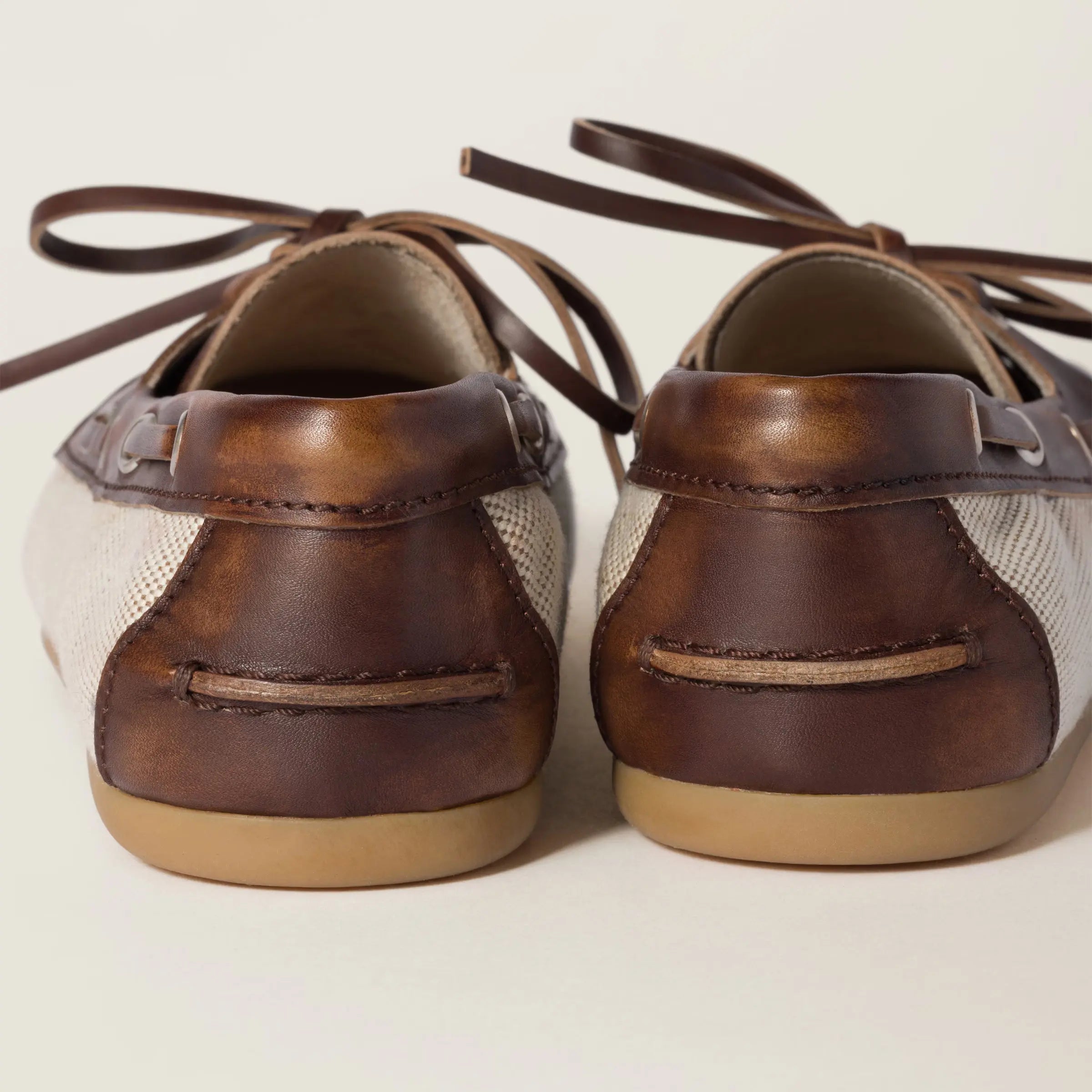 Canvas and bleached leather boat shoes Gilded Cadence