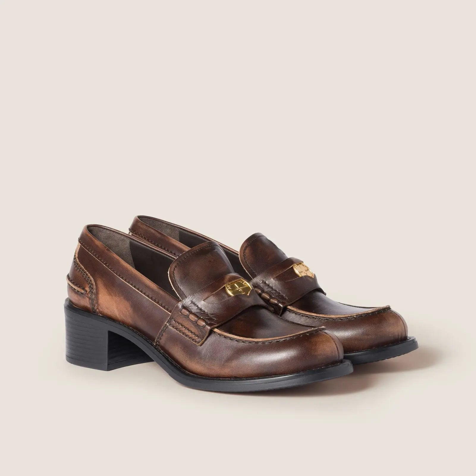 Deco calf leather loafers Gilded Cadence