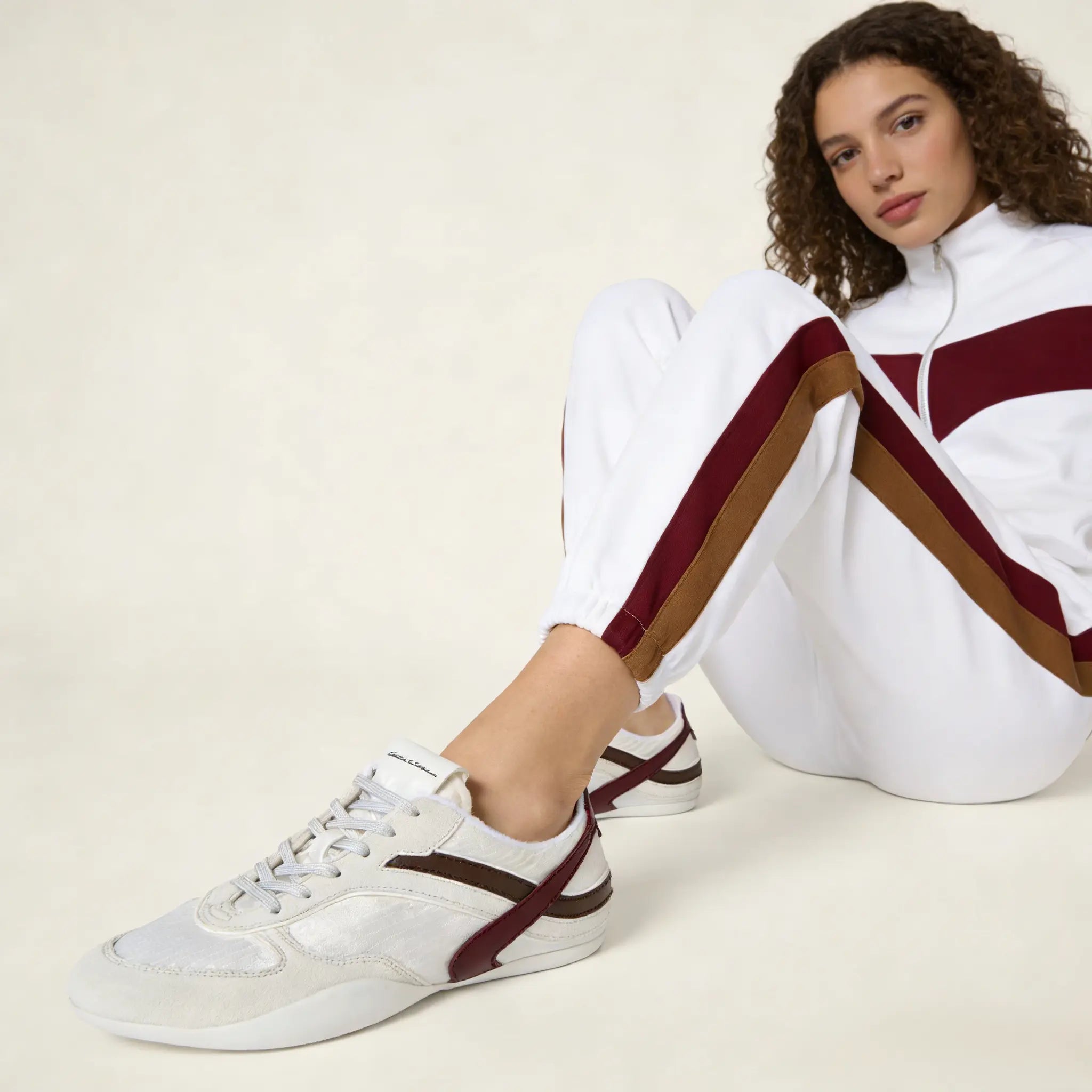 Gymnasium Tech Fabric Sneakers - White Gilded Cadence