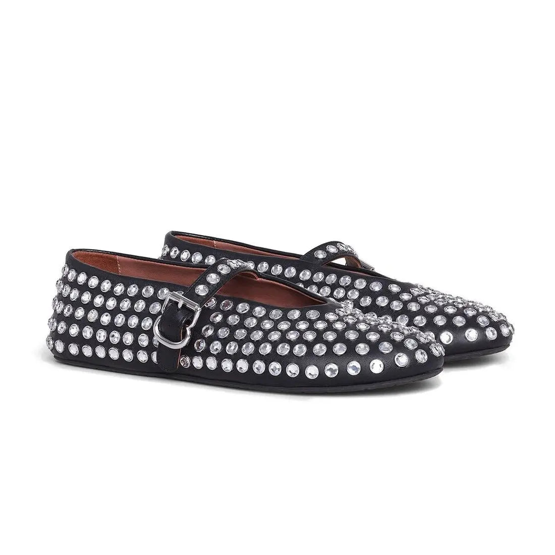 Black Lambskin Ballet Flats Gilded Cadence